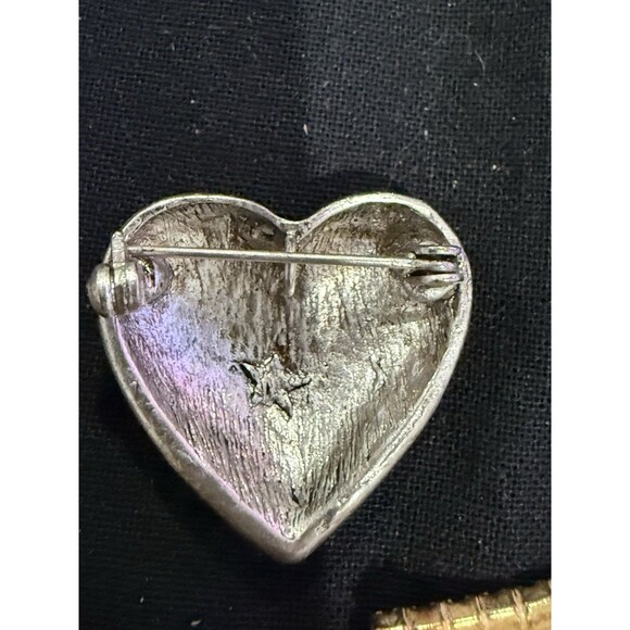 Lot of 3 Patriotic Brooches: Rhinestone Heart & American Flag Pins Jewelry USA - Picture 7 of 9